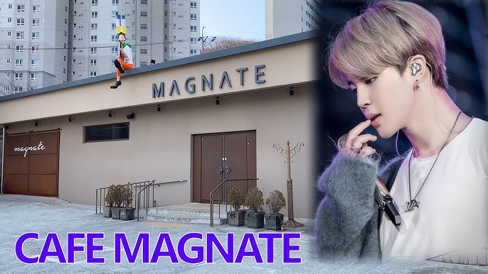 釜山・MAGNATEカフェの外観｜屋根の上にギターを弾く少年のキャラクターが目印のBTS・ジミンのお父さんが経営するARMY聖地カフェ